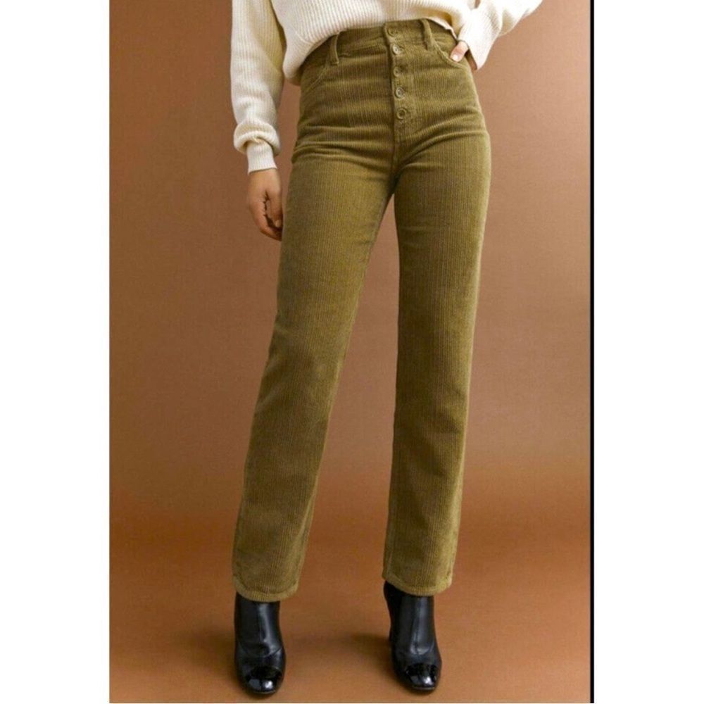 Reformation Cynthia button fly high rise corduroy straight leg pants